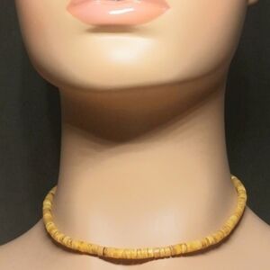 Shell Heishi Bead Choker Necklace | Honey Yellow | 15.5”